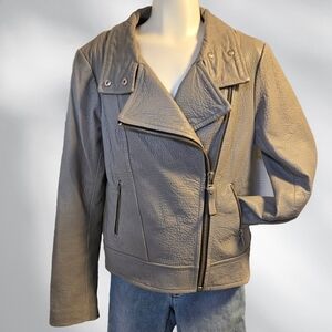 Mackage Montreal Grey Leather Moto Jacket - Size M